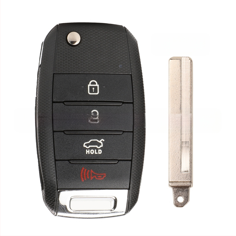 Kia sulankstomo raktų korpusas – keitimas 3/4 mygtukų nuotolinio valdymo pulteliui, plastikinis korpusas; rakto peilis: varis + plastikas; svoris 57 g; prekinis ženklas Kutery; suderinama su Kia