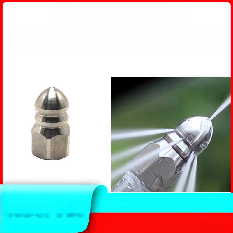 Nerūdijančio plieno nuotekų vamzdžių valymo purkštuvus su vidiniu sriegio, šešios skylės, aštri plovimo galva