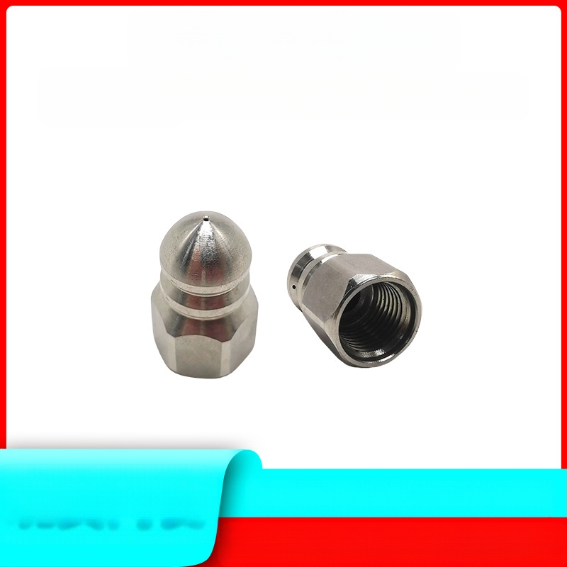 Nerūdijančio plieno nuotekų vamzdžių valymo purkštuvus su vidiniu sriegio, šešios skylės, aštri plovimo galva