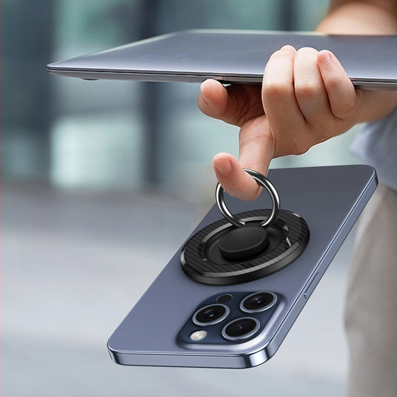 MagSafe suderinamas magnetinis telefono žiedinis laikiklis su pasukamu stalą – metalo-plastiko konstrukcija, prisitaikantis