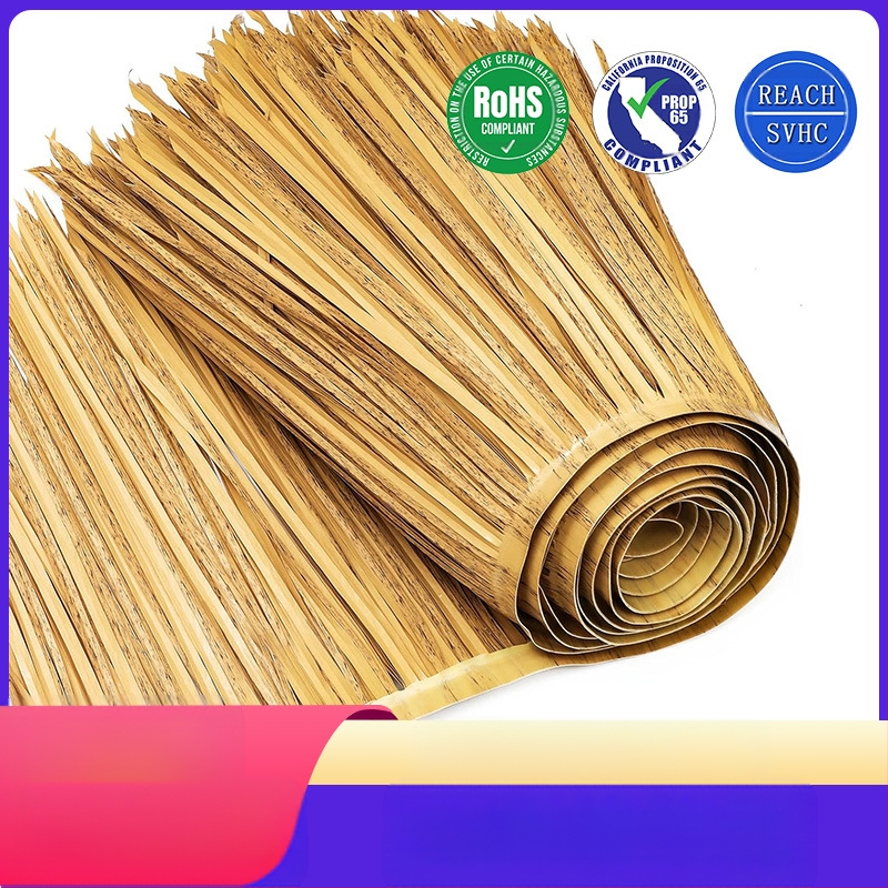 Minkštos PVC šiaudų stogo plokštė lauko Havaju vakarėlių dekoracijai, pritaikoma, karštu liejimu vienoje dalyje formuojama, pakuojama į skaidrią PP pakuotę