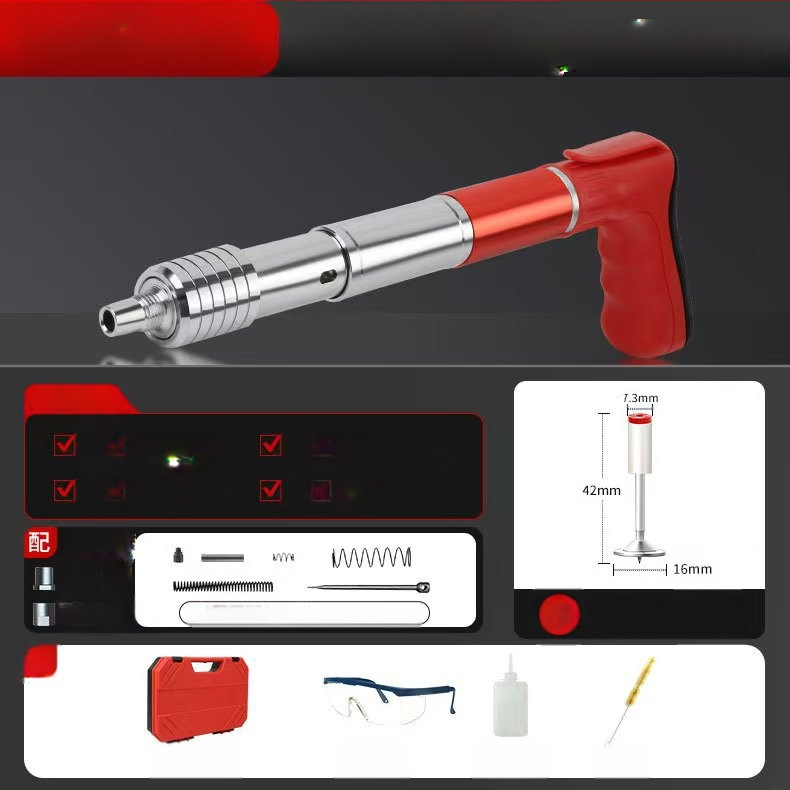 Пистолет за пирони за рамково строителство; стоманено тяло; ниско ниво на шум