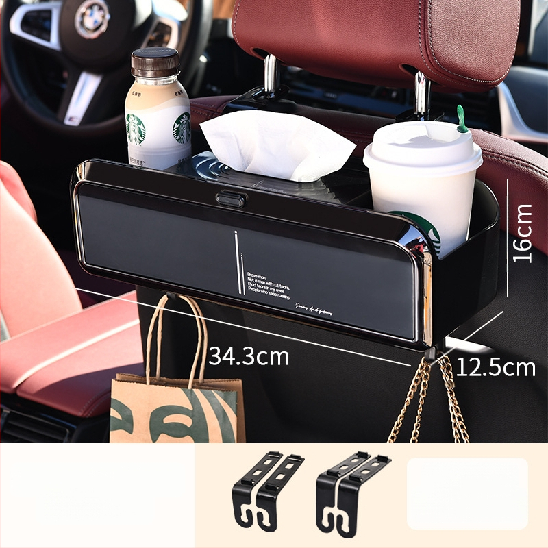 Automobilių servetėlių dėžutė – daugiafunkcinė saugykla, plastikinis korpusas, šiuolaikiškas minimalistinis stilius, pritaikoma