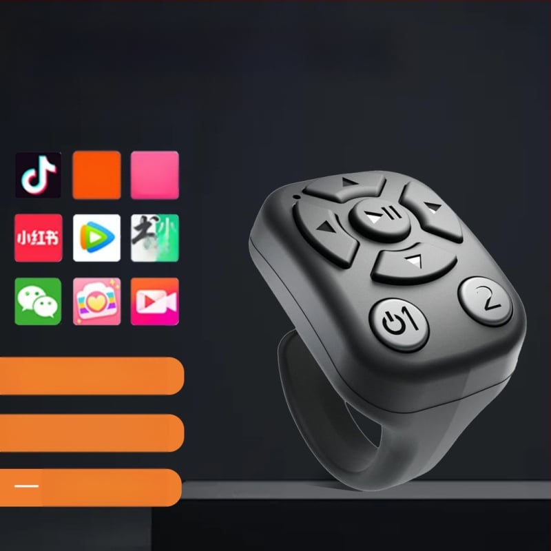 Безжичен Bluetooth дистанционен пръстен за смартфон с контрол на снимки и превъртане на страници; обхват 10 м; носен на пръст; 40 mAh батерия; съвместим с Android, iPhone и HarmonyOS