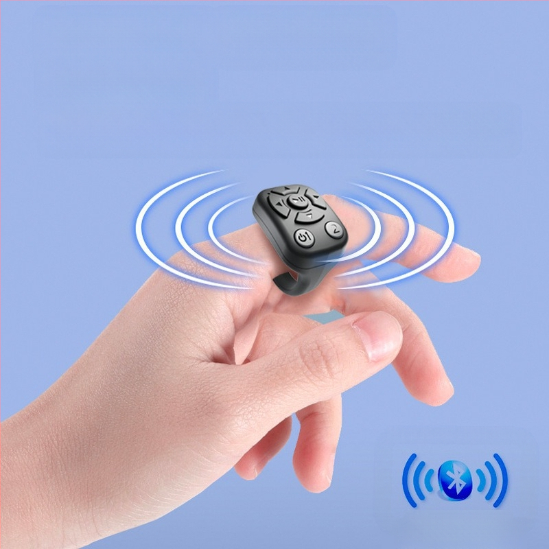 Безжичен Bluetooth дистанционен пръстен за смартфон с контрол на снимки и превъртане на страници; обхват 10 м; носен на пръст; 40 mAh батерия; съвместим с Android, iPhone и HarmonyOS
