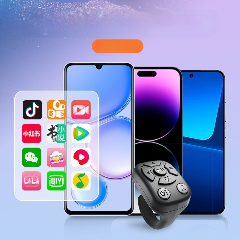 Безжичен Bluetooth дистанционен пръстен за смартфон с контрол на снимки и превъртане на страници; обхват 10 м; носен на пръст; 40 mAh батерия; съвместим с Android, iPhone и HarmonyOS