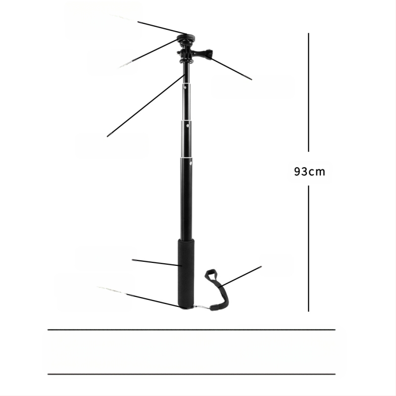 Selfie stick, 4 secțiuni, aliaj de aluminiu, tub excentric extensibil, pentru camere cu interfața de 1/4, sarcină maximă 2 kg