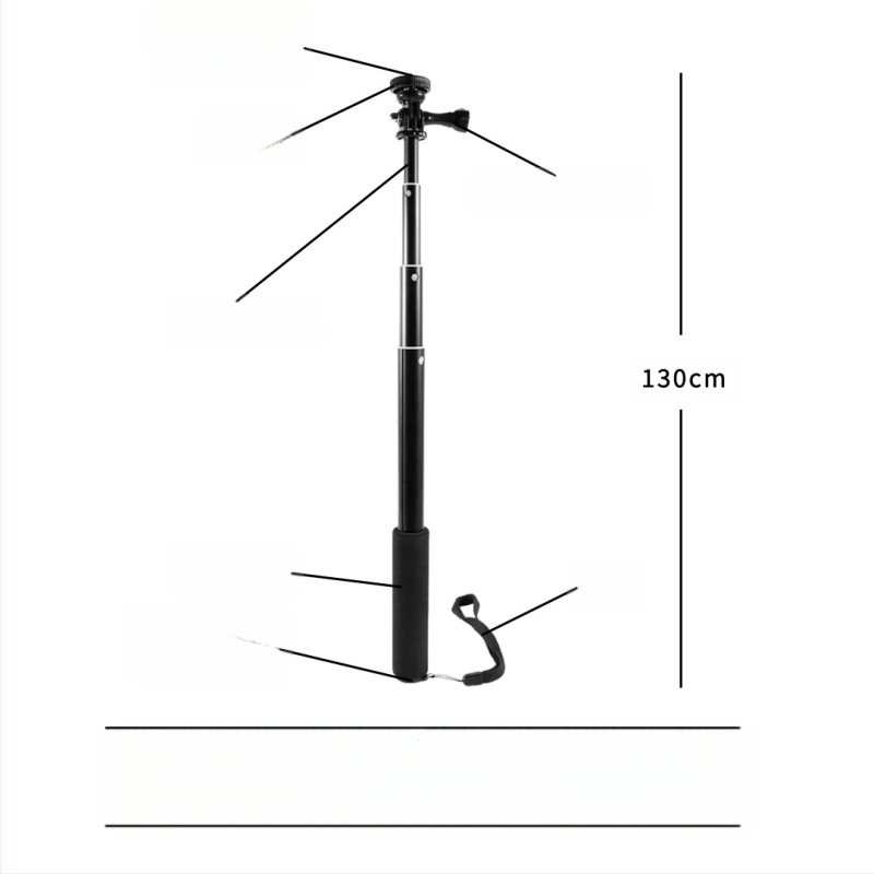 Selfie stick, 4 secțiuni, aliaj de aluminiu, tub excentric extensibil, pentru camere cu interfața de 1/4, sarcină maximă 2 kg