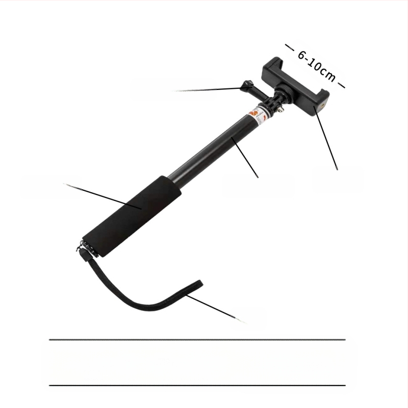 Selfie stick, 4 secțiuni, aliaj de aluminiu, tub excentric extensibil, pentru camere cu interfața de 1/4, sarcină maximă 2 kg