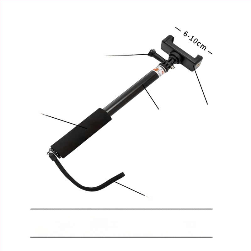 Selfie stick, 4 secțiuni, aliaj de aluminiu, tub excentric extensibil, pentru camere cu interfața de 1/4, sarcină maximă 2 kg