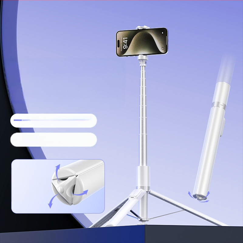 Bluetooth selfie lazda su automatiškai išsiskleidiančiu, aliumininis ištraukiamas laikiklis telefonui, grindinis stovas tiesioginei transliacijai