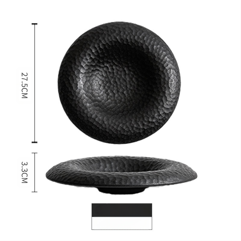 Keraminė apvali lėkštė su dryžuotu raštu, japonų stiliaus sashimi lėkštė, mikrobangų krosnelėje tinkama