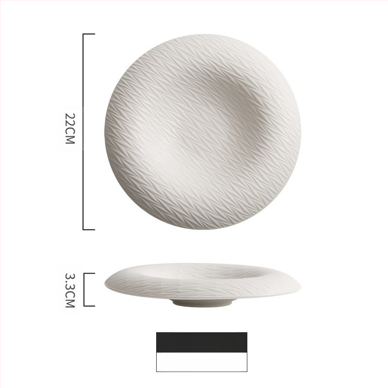 Keraminė apvali lėkštė su dryžuotu raštu, japonų stiliaus sashimi lėkštė, mikrobangų krosnelėje tinkama