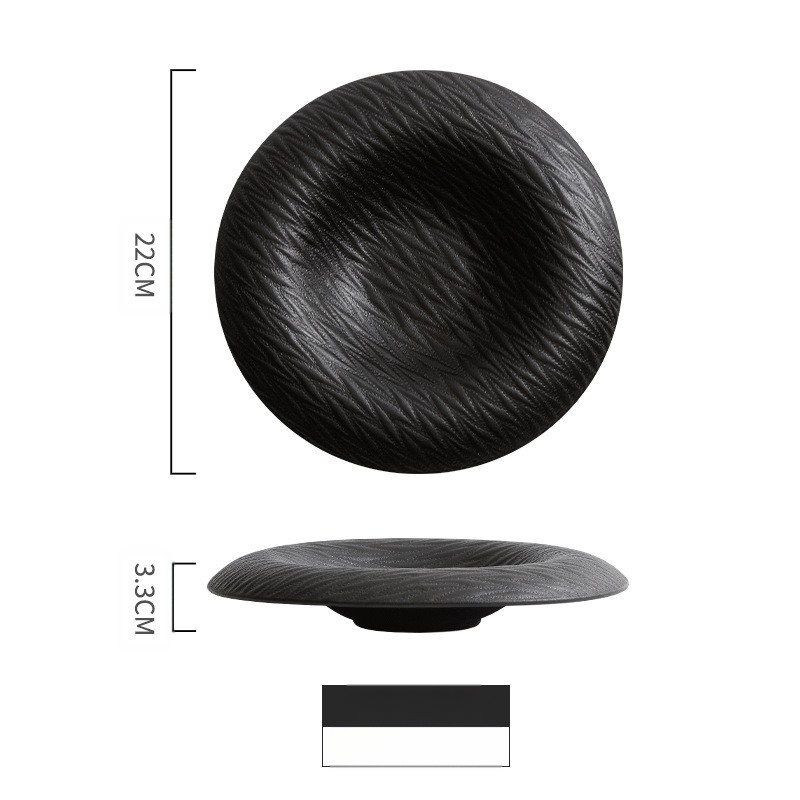 Keraminė apvali lėkštė su dryžuotu raštu, japonų stiliaus sashimi lėkštė, mikrobangų krosnelėje tinkama