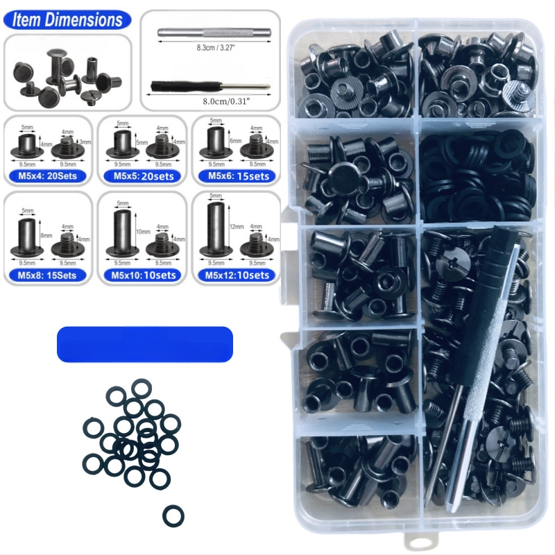 Ruicheng Ριβέτες για Φωτοαλμπουμ - DIY Βιδωτές Ριβέτες, Σετ 110/90, Κατάλληλο για Τσάντες, Ρούχα, Παπούτσια και Αξεσουάρ