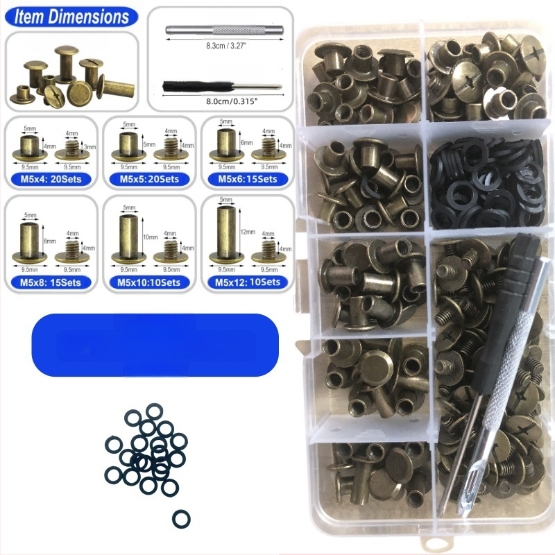 Ruicheng Ριβέτες για Φωτοαλμπουμ - DIY Βιδωτές Ριβέτες, Σετ 110/90, Κατάλληλο για Τσάντες, Ρούχα, Παπούτσια και Αξεσουάρ