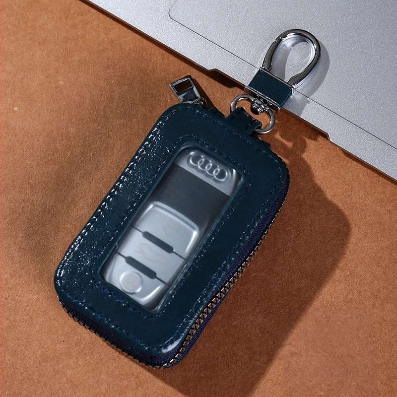 Unisex PU raktų dėklas su dvigubu užtrauktuku, diržo kilpa, miesto minimalistinis stilius, Žiema 2023