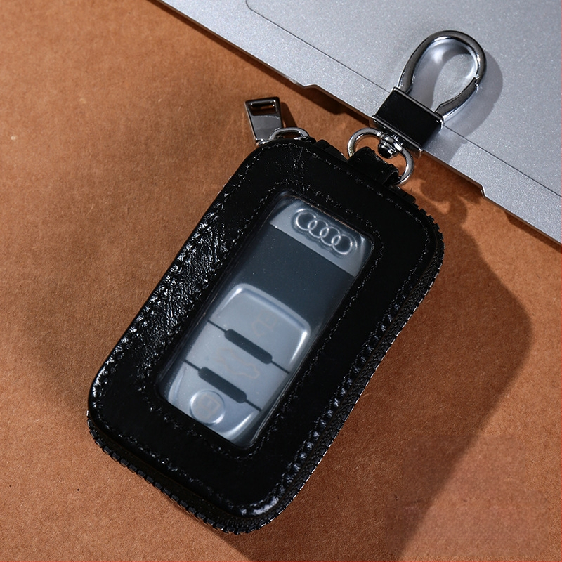 Unisex PU raktų dėklas su dvigubu užtrauktuku, diržo kilpa, miesto minimalistinis stilius, Žiema 2023