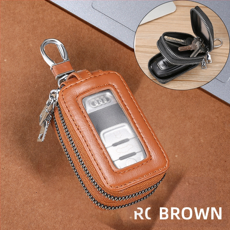 Unisex PU raktų dėklas su dvigubu užtrauktuku, diržo kilpa, miesto minimalistinis stilius, Žiema 2023