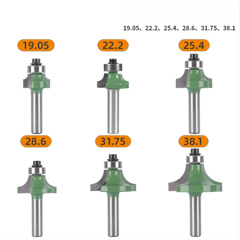 Set fréz pre zaoblené rohy a okraje (8 rukovätí, 6 kusov) | hlava zliatiny | značka Xin Edge Da | kategória: fréza na povrchovú úpravu | kompatibilné s gravírovacím strojom | spracovateľné materiály: drevo / MDF / lamináty