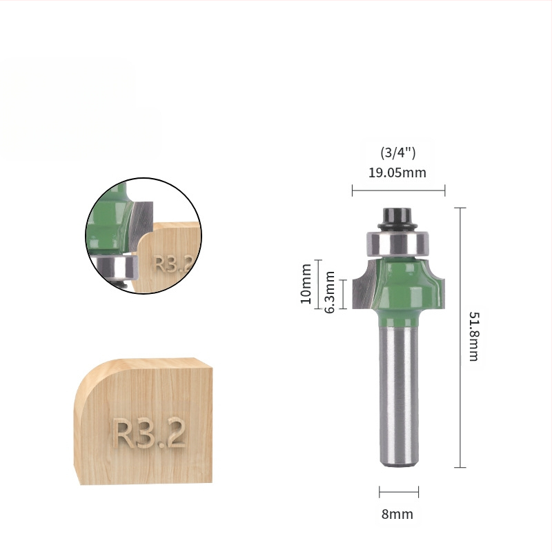 Set fréz pre zaoblené rohy a okraje (8 rukovätí, 6 kusov) | hlava zliatiny | značka Xin Edge Da | kategória: fréza na povrchovú úpravu | kompatibilné s gravírovacím strojom | spracovateľné materiály: drevo / MDF / lamináty