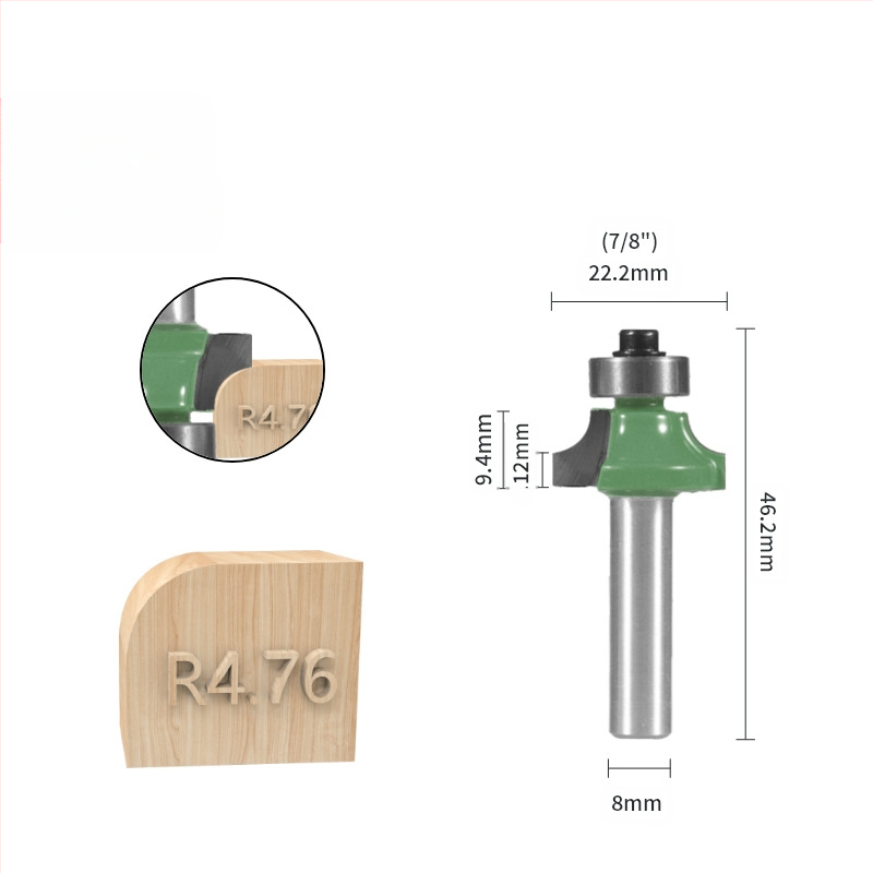 Set fréz pre zaoblené rohy a okraje (8 rukovätí, 6 kusov) | hlava zliatiny | značka Xin Edge Da | kategória: fréza na povrchovú úpravu | kompatibilné s gravírovacím strojom | spracovateľné materiály: drevo / MDF / lamináty