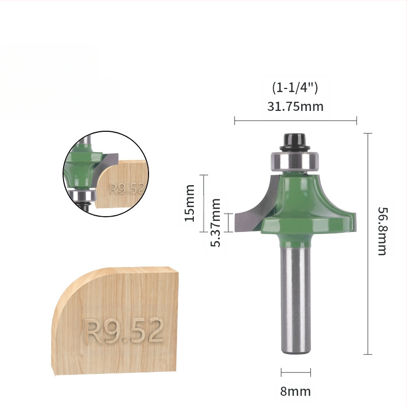 Set fréz pre zaoblené rohy a okraje (8 rukovätí, 6 kusov) | hlava zliatiny | značka Xin Edge Da | kategória: fréza na povrchovú úpravu | kompatibilné s gravírovacím strojom | spracovateľné materiály: drevo / MDF / lamináty