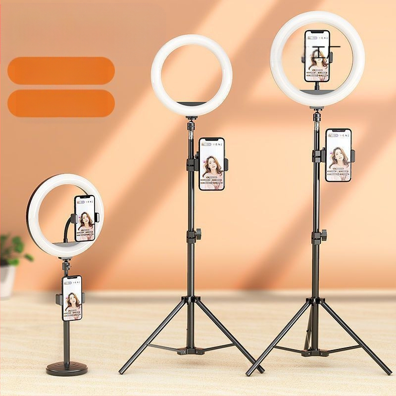 Tālruņa turētājs ar apgaismojumu un statīvu skaistumam tiešraidei, metāla korpuss ar elektroplatinga apdari, maigā gaismas plūsma acu aizsardzībai, iekšējai fotografēšanai