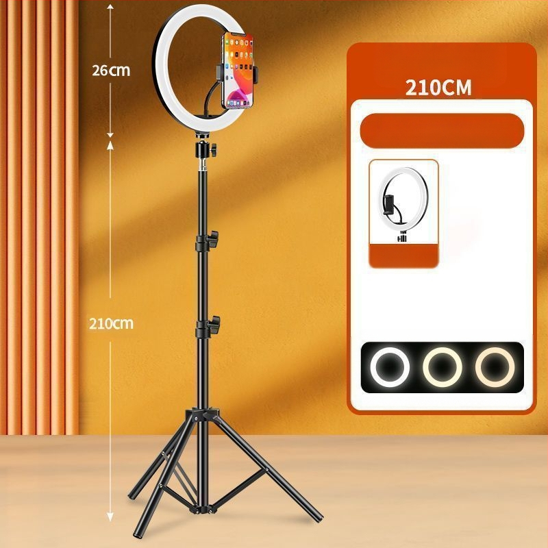 Tālruņa turētājs ar apgaismojumu un statīvu skaistumam tiešraidei, metāla korpuss ar elektroplatinga apdari, maigā gaismas plūsma acu aizsardzībai, iekšējai fotografēšanai