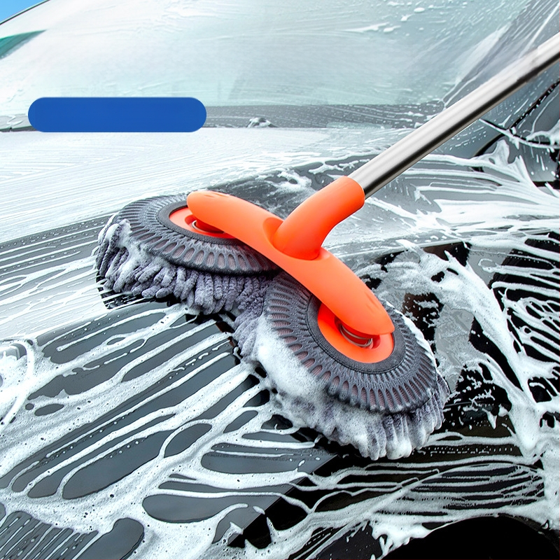 Pasukamas teleskopinis automobilių plovimo šluostė su minkšta Chenille šerelių šerelė, ilga rankena; Medžiagos: Chenille, aliuminio lydinio vamzdelis, PP; Prekės ženklas: Leben/Helloleiboo