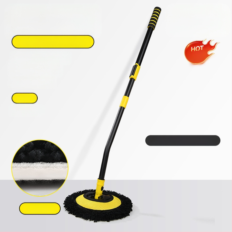 Pasukamas teleskopinis automobilių plovimo šluostė su minkšta Chenille šerelių šerelė, ilga rankena; Medžiagos: Chenille, aliuminio lydinio vamzdelis, PP; Prekės ženklas: Leben/Helloleiboo