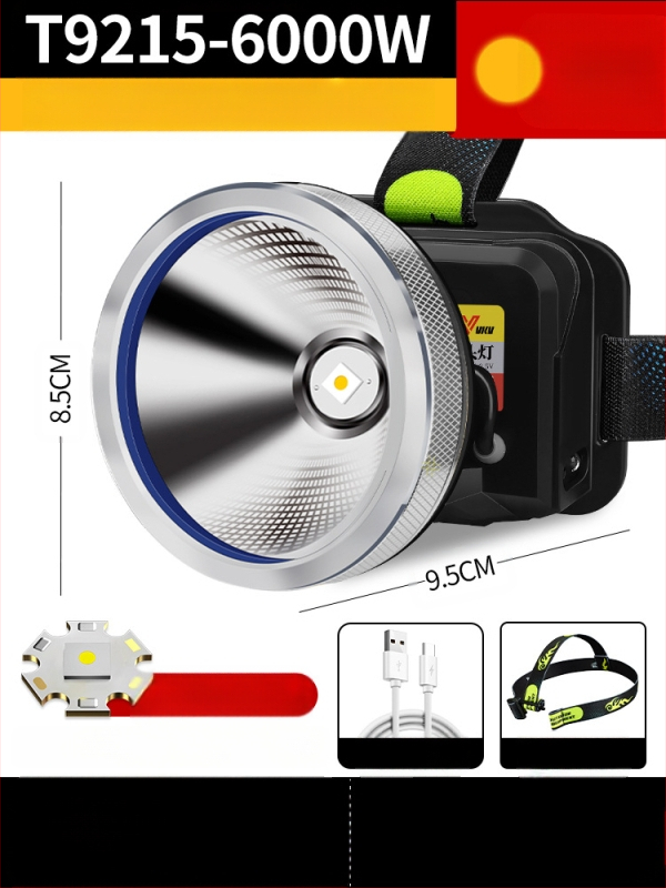 Galvos žibintuvas su 18650 Li-ion baterija, atsparus vandeniui, spindulio nuotolis ≥3000 m, veikimo laikas 36 h, svoris 364 g
