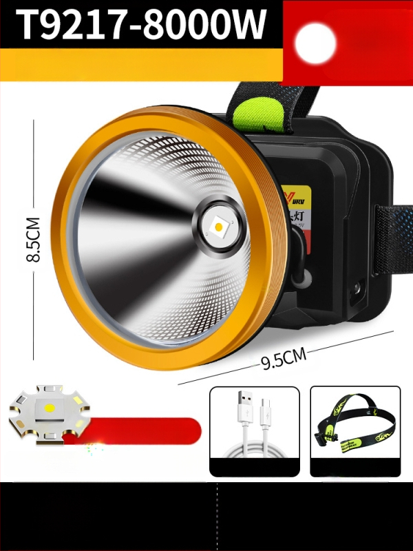 Galvos žibintuvas su 18650 Li-ion baterija, atsparus vandeniui, spindulio nuotolis ≥3000 m, veikimo laikas 36 h, svoris 364 g