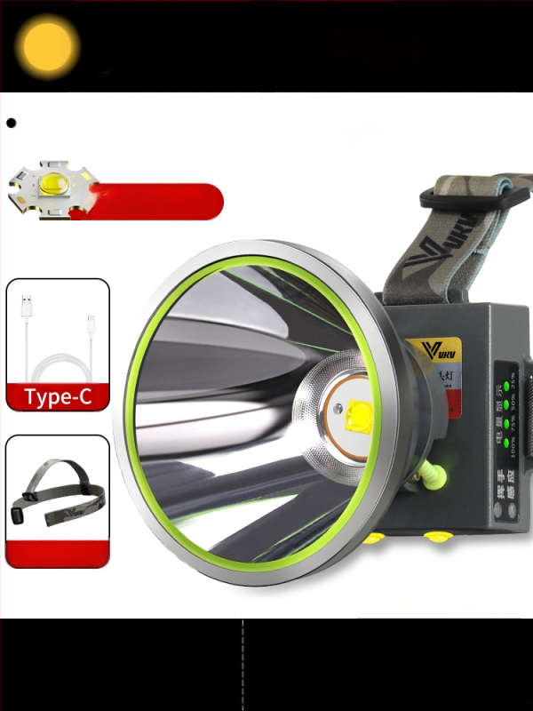 Galvos žibintuvas su 18650 Li-ion baterija, atsparus vandeniui, spindulio nuotolis ≥3000 m, veikimo laikas 36 h, svoris 364 g