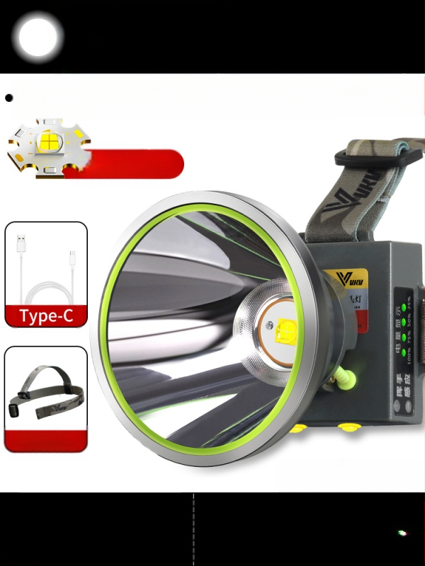 Galvos žibintuvas su 18650 Li-ion baterija, atsparus vandeniui, spindulio nuotolis ≥3000 m, veikimo laikas 36 h, svoris 364 g