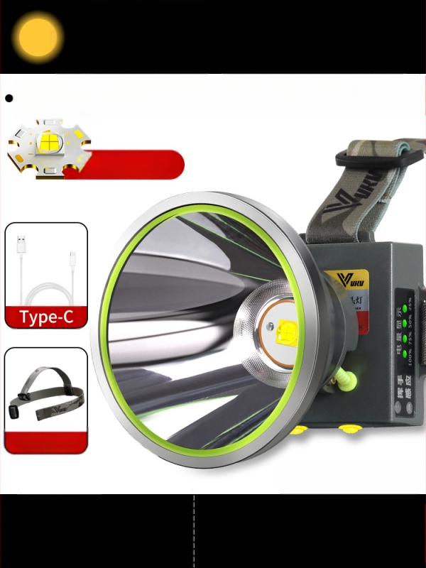 Galvos žibintuvas su 18650 Li-ion baterija, atsparus vandeniui, spindulio nuotolis ≥3000 m, veikimo laikas 36 h, svoris 364 g