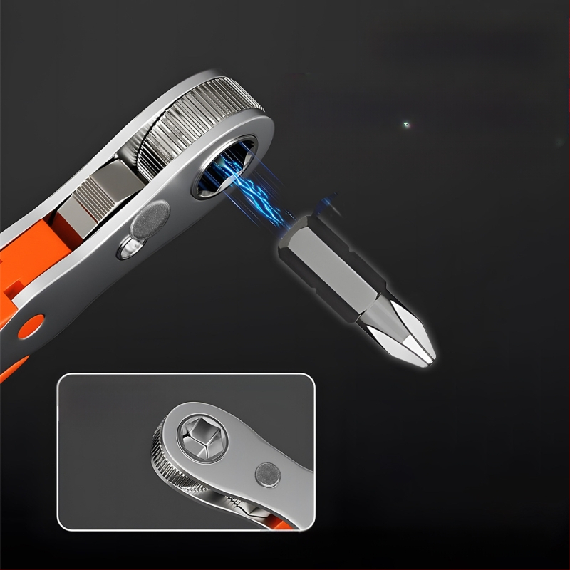 Комплект Eagle Shield отвертки с реверсивен тресчотков механизъм, сгъваем ключ и битове под ъгъл — Карбонова стомана, тегло 0.6 кг, Комплект: Да, Магнитно: Не, Изолирано: Не