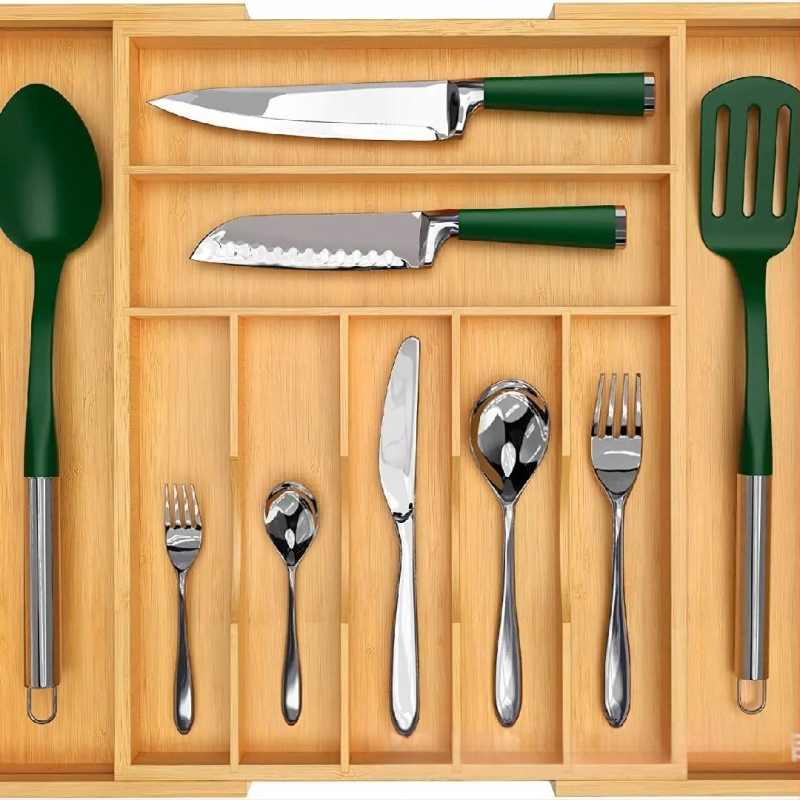 Επεκτειόμενος οργανωτής συρταριού κουζίνας από μπαμπού — μοντέρνος μινιμαλιστικός σχεδιασμός, μάρκα Echo, διαθέσιμη προσαρμογή