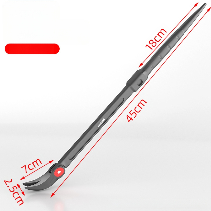 Ломик за автомобили: кръгъл прът, двустранен с кръгъл и плосък край, въглеродна стомана, мултифункционален инструмент за ремонт