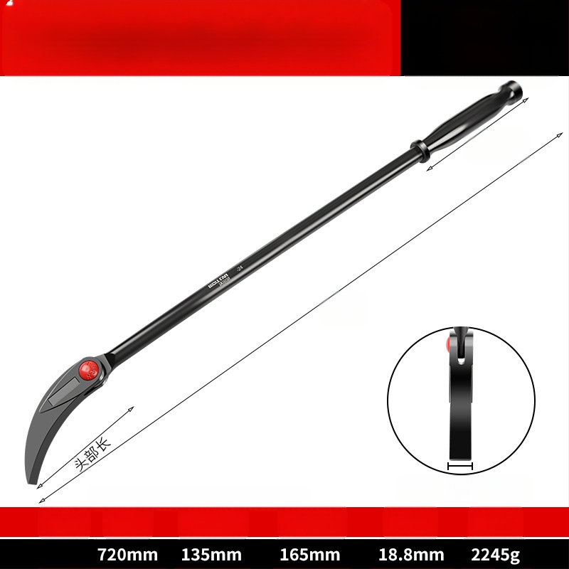 Ломик за автомобили: кръгъл прът, двустранен с кръгъл и плосък край, въглеродна стомана, мултифункционален инструмент за ремонт