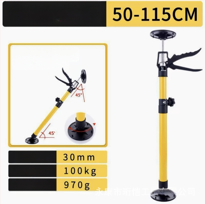 Στήριγμα ανύψωσης εγκατάστασης κρεματών ντουλαπιών με τηλεσκοπική ράβδο, υποστήριξη γυψοσανίδας και εργαλείο ξυλουργικής για οροφή