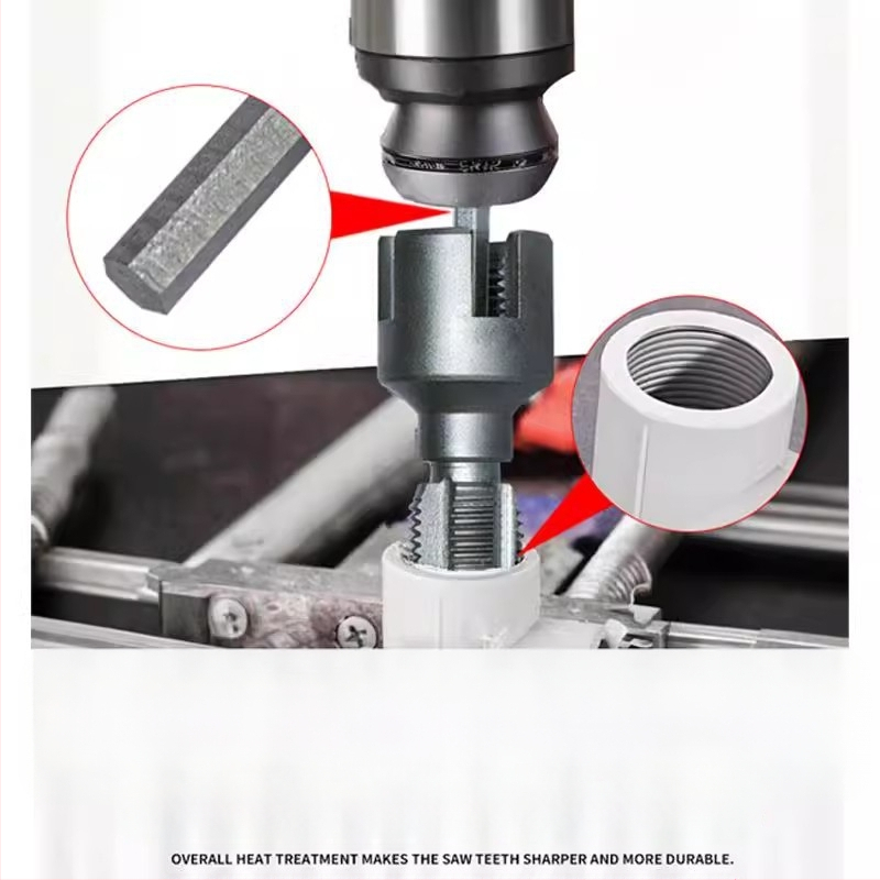 PPR vamzdžių sriegimo įrankis su integruota vidine ir išorine sriegimu — suderinamas su 1/2\" ir 3/4\" vamzdžiais, namų remontui ir DIY