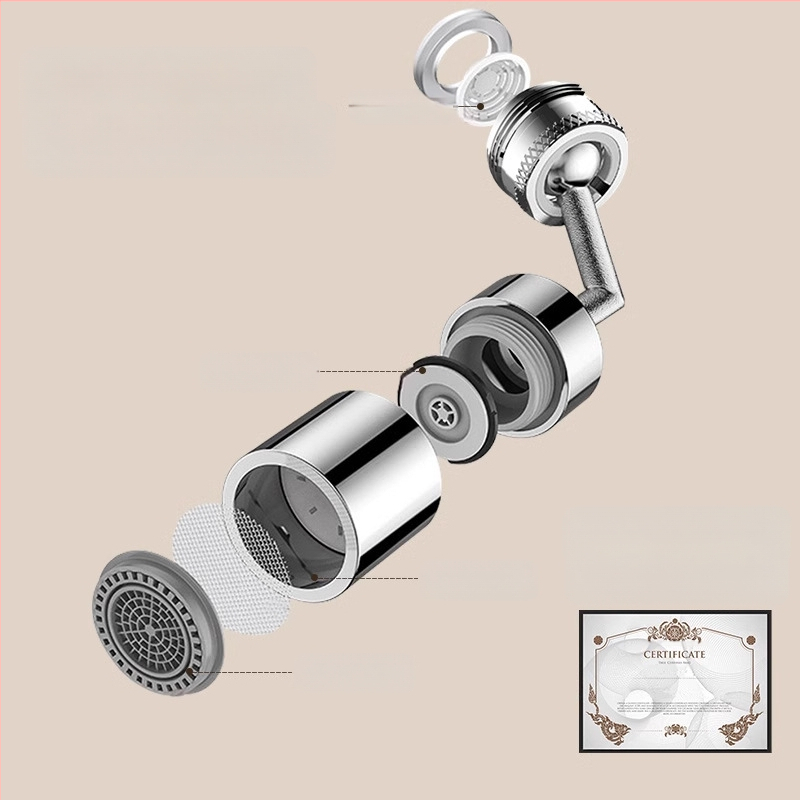 Universalus čiaupo aeratorius – vonios kambariui prailginimas, varinis korpusas, spiralinė jungtis, diegimas 22–24, elektroplatinė danga