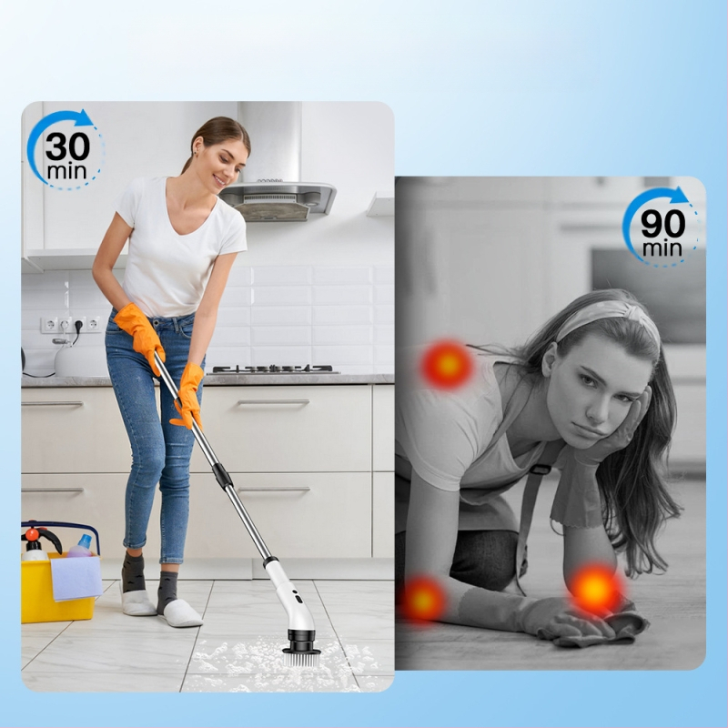 Ασύρματη ηλεκτρική 9-σε-1 πολυλειτουργική βούρτσα καθαρισμού για μπάνιο με τηλεσκοπική κεφαλή (9-σε-1, ασύρματη, ηλεκτρική, τηλεσκοπική, μπάνιο)