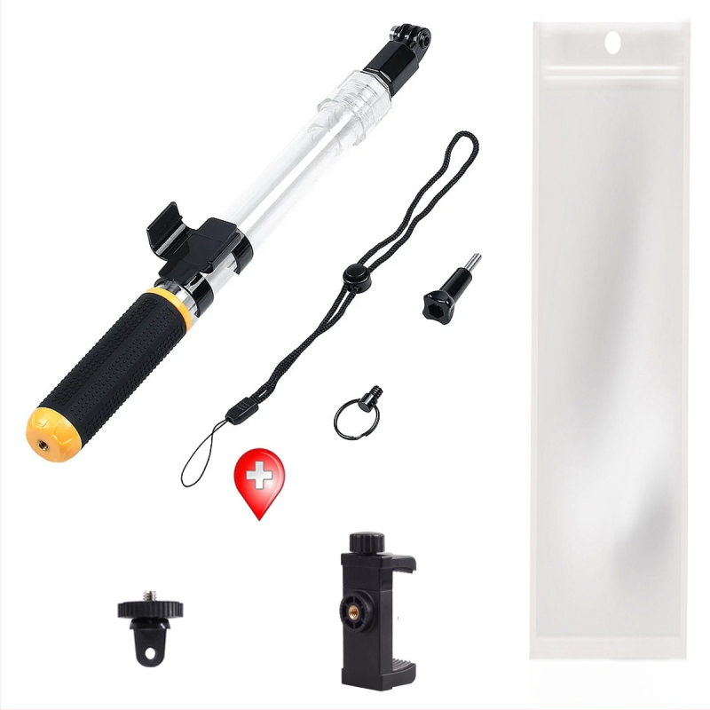 Átlátszó vízálló teleszkópos selfie bot (vízálló, úszó, teleszkópos, univerzális modell, kompatibilis okostelefonokkal és akciókamerákkal)