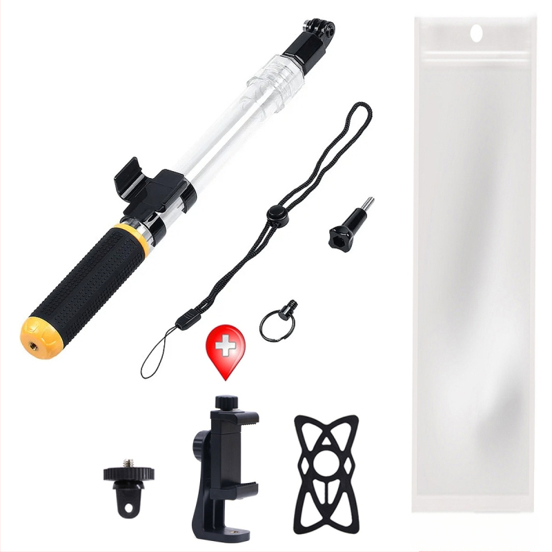 Átlátszó vízálló teleszkópos selfie bot (vízálló, úszó, teleszkópos, univerzális modell, kompatibilis okostelefonokkal és akciókamerákkal)