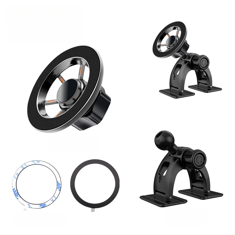 Държач за телефон и навигация за автомобил, арковиден дизайн, 17 мм шарнирна глава, лепилен монтаж върху табло