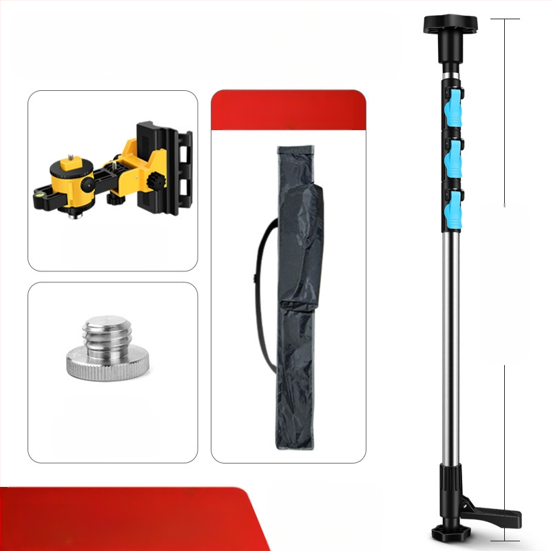 Лазерен нивелир с телескопична повдигаща пръчка и инфрачервен мултифункционален държач, изработен от удебелена алуминиева сплав и неръждаема стомана