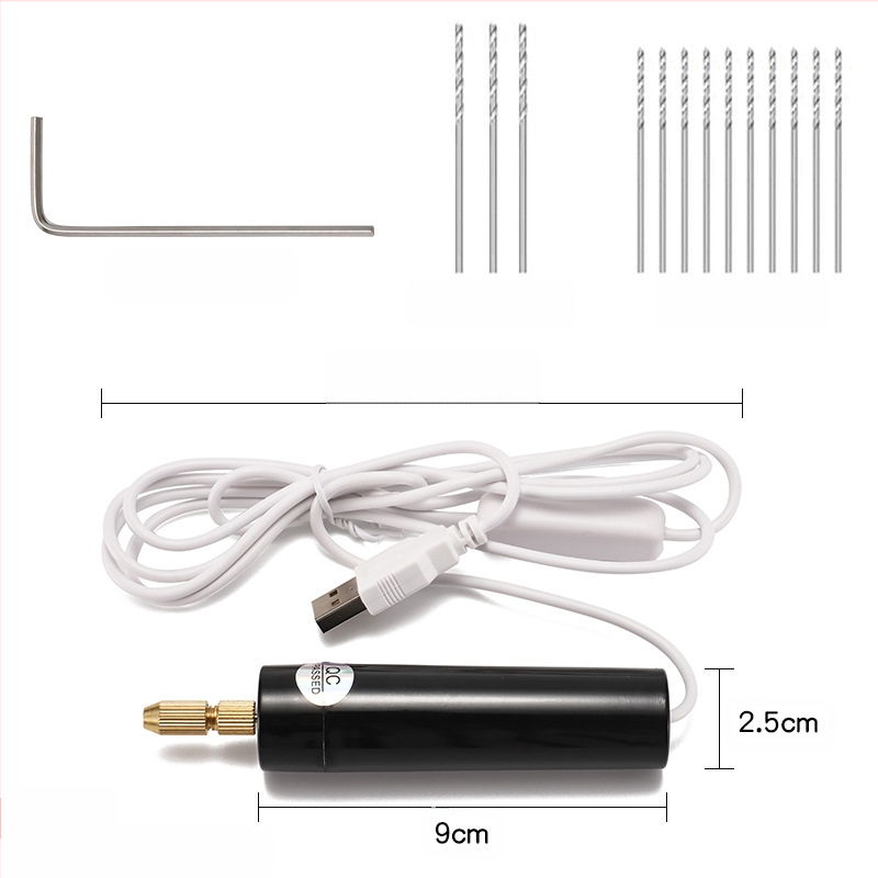 USB μίνι ηλεκτρικό τρυπάνι για DIY με κινητήρα με βούρτσες, USB τροφοδοσία, κάθετος προσανατολισμός, σφιγκτήρας τρυπανιού, κατάλληλο για ξύλο, μέταλλο, πλαστικό και σύνθετα υλικά