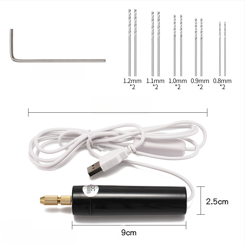 USB μίνι ηλεκτρικό τρυπάνι για DIY με κινητήρα με βούρτσες, USB τροφοδοσία, κάθετος προσανατολισμός, σφιγκτήρας τρυπανιού, κατάλληλο για ξύλο, μέταλλο, πλαστικό και σύνθετα υλικά